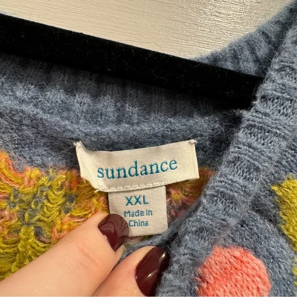 Sundance Glencoe Sweater Fair Isle Alpaca Wool Blend Blue Plus Size XXL cozy - Picture 8 of 12